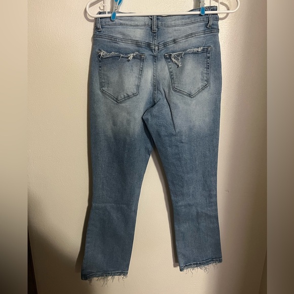 ALTAR'D STATE Classic Distressed Cropped Denim Jeans Crossover Button Fly Wms 26 - Picture 6 of 6